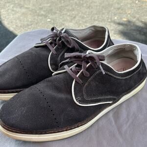 JOHNSTON & MURPHY Men Sneakers McGuffey Size 10 M Grey Cap-Toe Lace-Up 27-1447